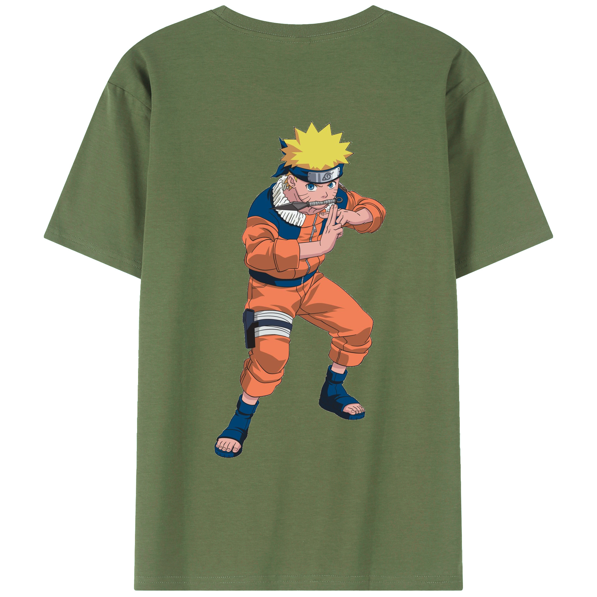 （画像用） NARUTO -ナルト- うずまき ナルト Uzumaki Naruto 綿100％ メンズ半袖Tシャツ（バックプリント） 通気性